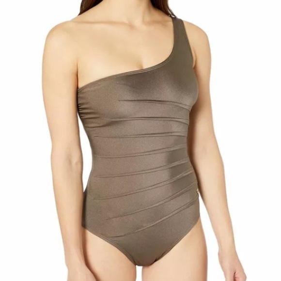 CALVIN Klein One Shoulder Starburst One Piece - Picture 1 of 11